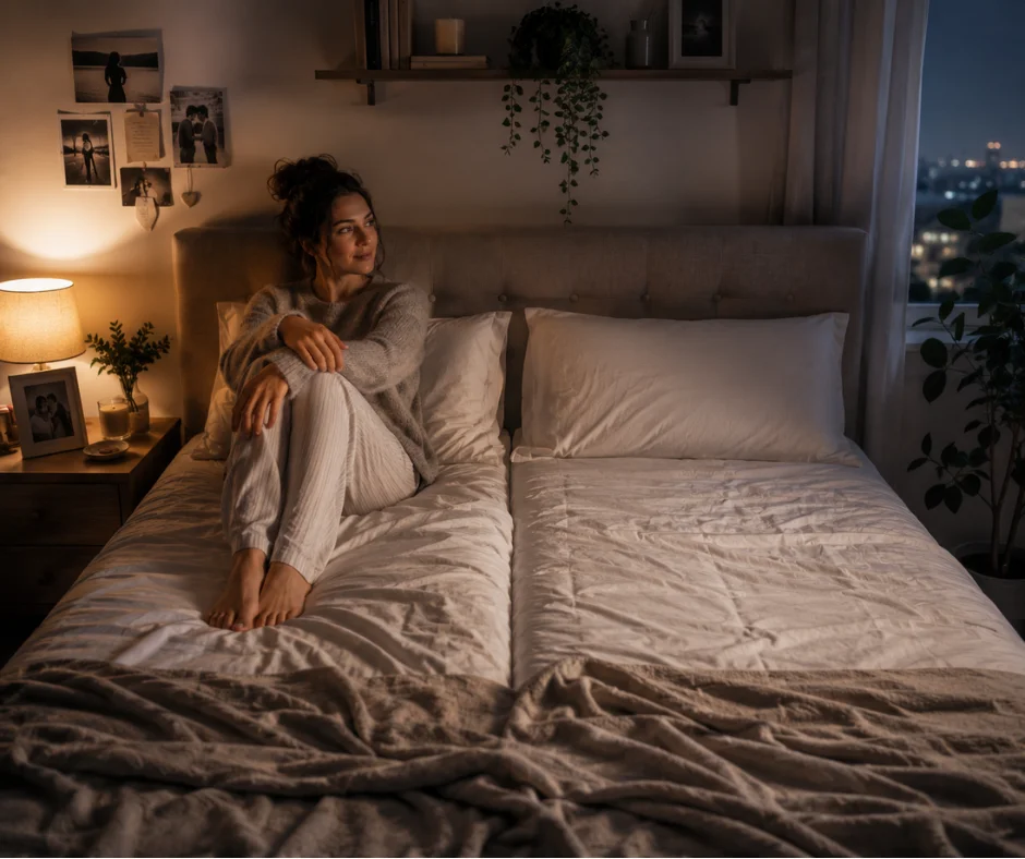 Una mujer soltera que quiere tener una pareja, lo complica al dormir del lado derecho de la cama.
