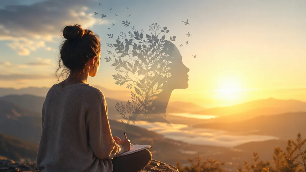 Persona practicando mentalidad positiva en su rutina diaria
