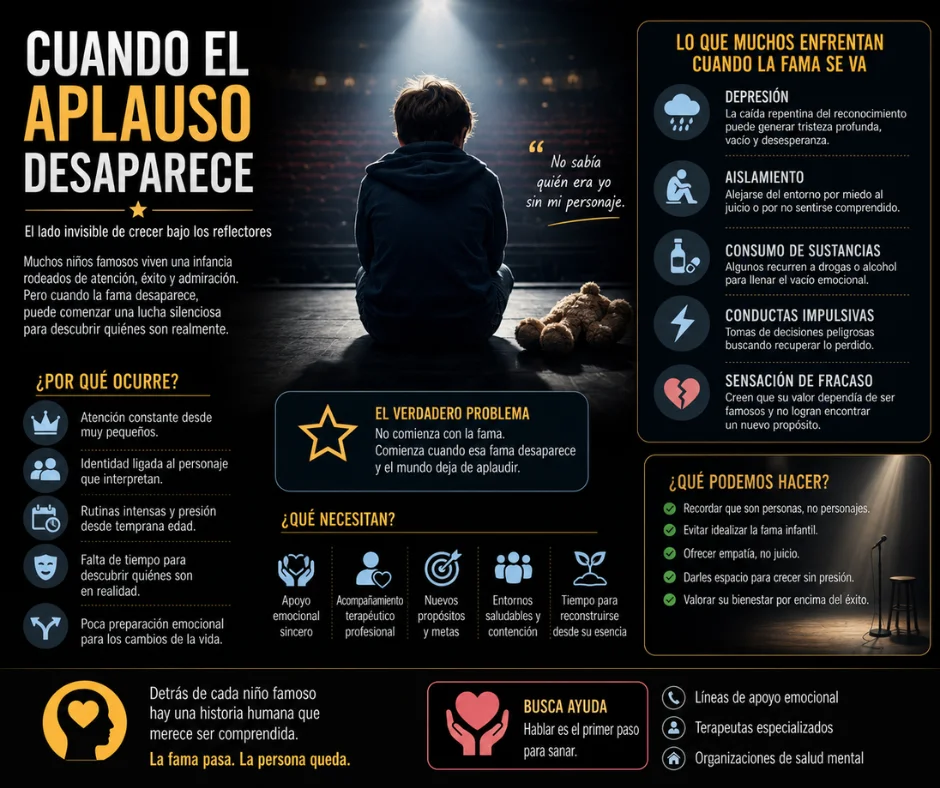 Uno de los elementos más repetidos entre ex niños famosos es el impacto que produce dejar de ser “el centro”.