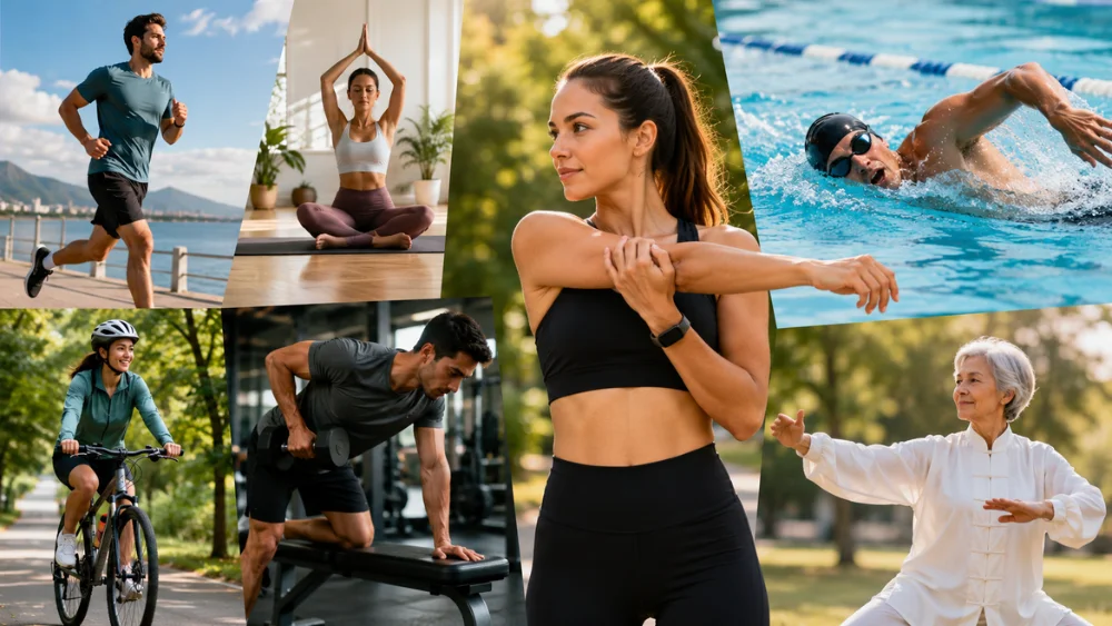 Tipos de ejercicios para una vida saludable y activa.